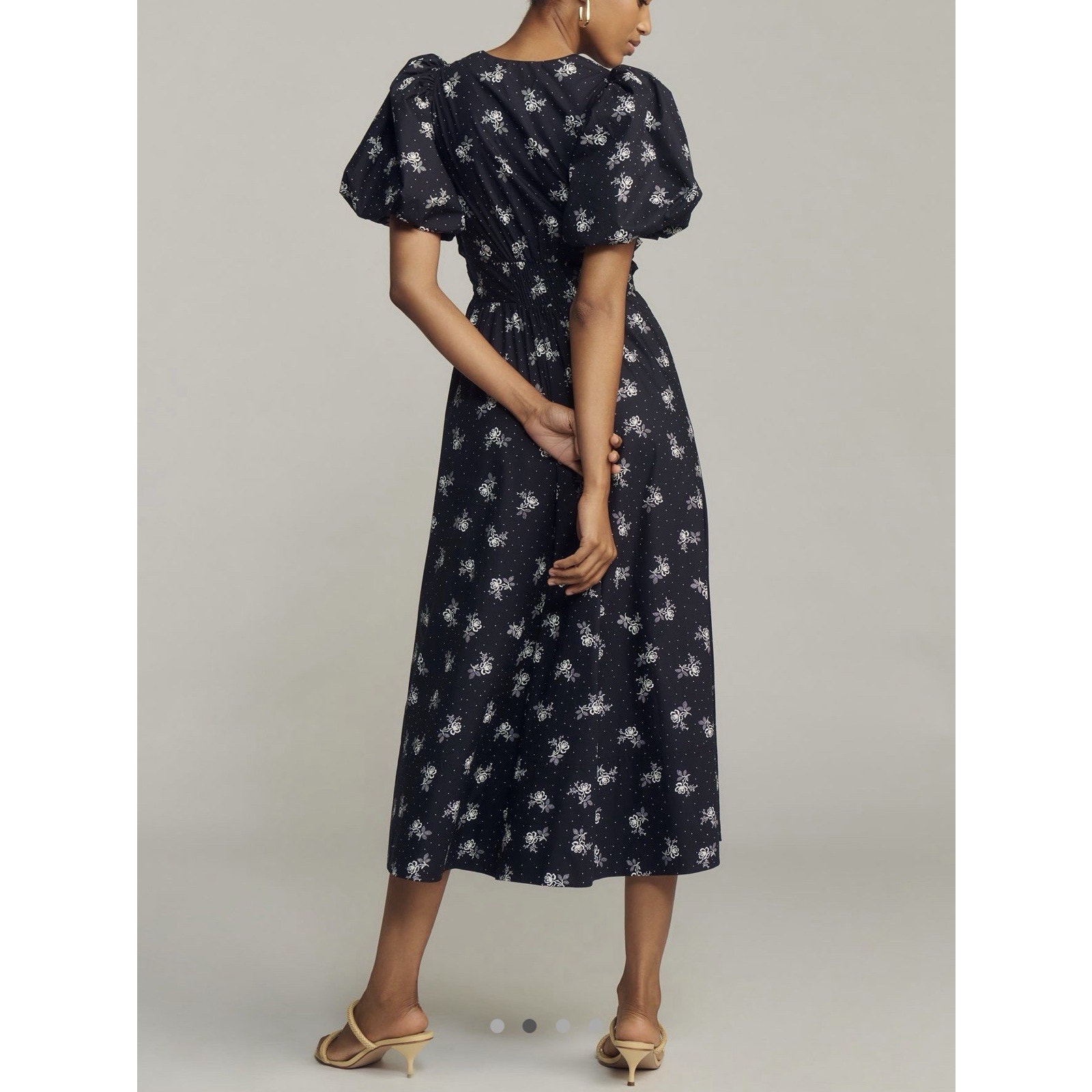 Nwt Lovaan Devon Bow Midi Dress Puff Sleeve Vintage Rose Us 8 — image 2 of 5